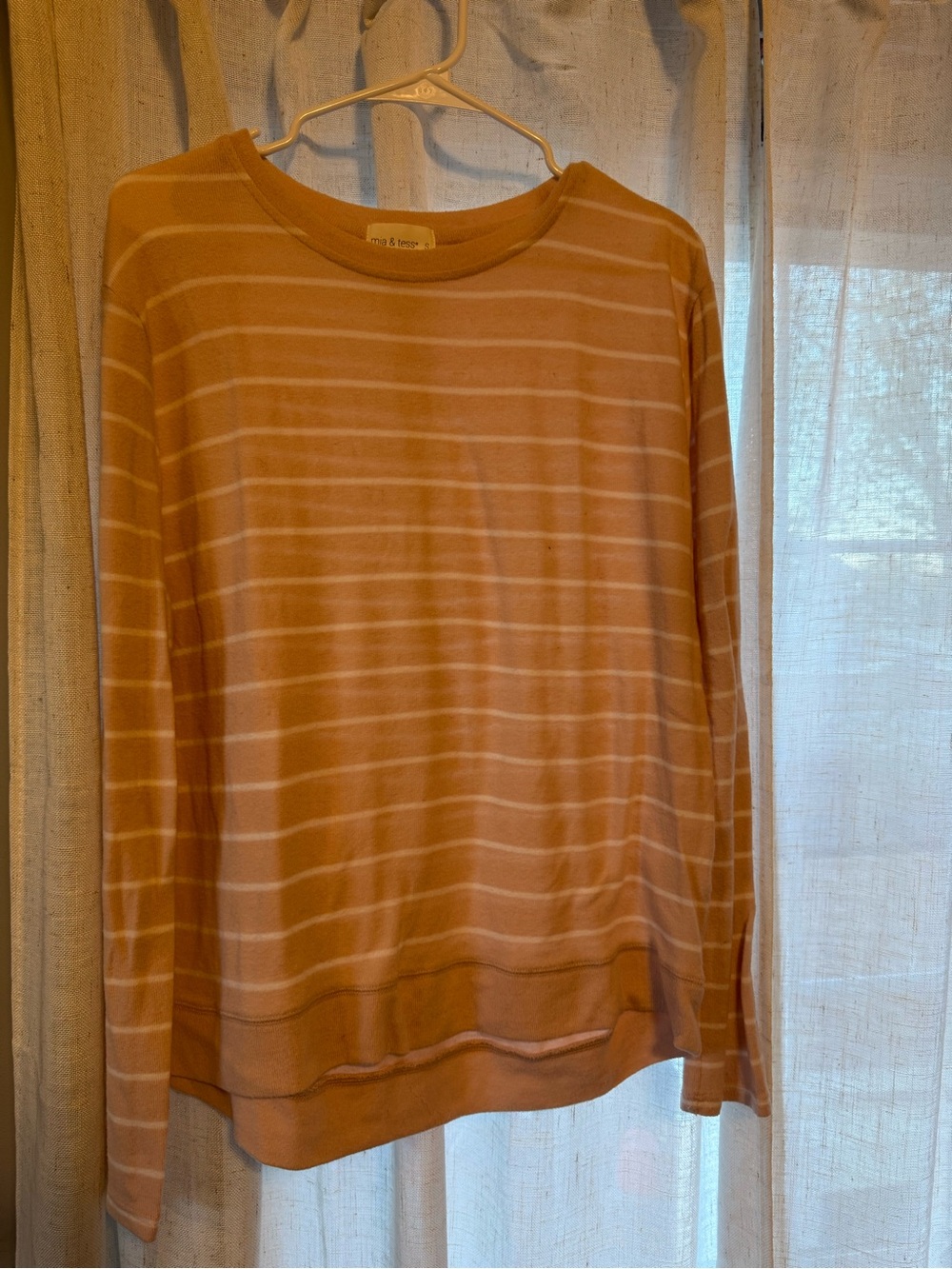 Soft Striped Long Sleeve Sweater - Peachy & Cream